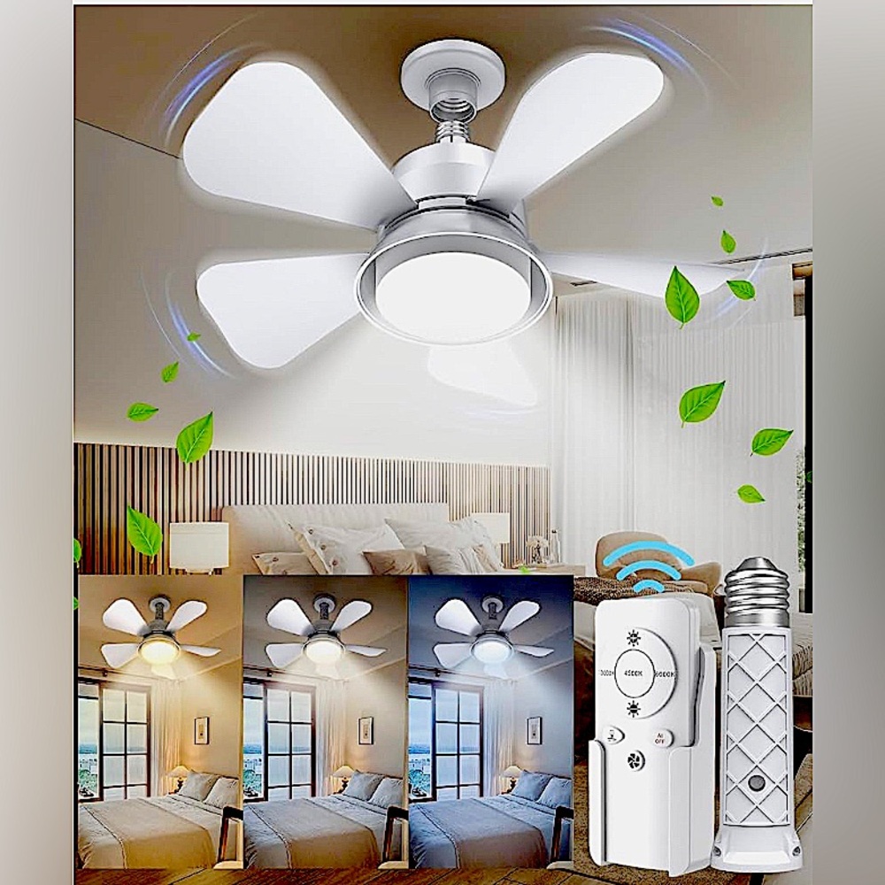 Socket Fan Light Ceiling Fans with Lights and Remote